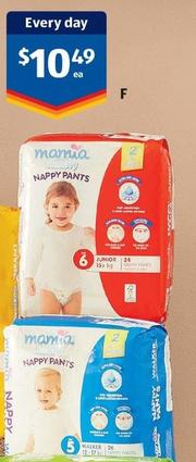 Mamia - Nappy Pants 24pk/26pk offers at $10.49 in ALDI