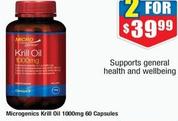 Microgenics - Krill Oil 1000mg 60 Capsules offers at $39.99 in Chemist Warehouse