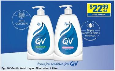 Ego Qv - Gentle Wash 1kg Or Skin Lotion 1 Litre offers at $22.99 in My Chemist