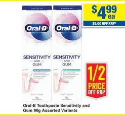Oral B - Toothpaste Sensitivity And Gum 90g Assorted Variants offers at $4.99 in My Chemist