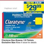 Claratyne - Non-drowsy 110 Tablets Exclusive Size offers at $29.99 in My Chemist