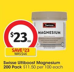 Swisse - Ultiboost Magnesium 200 Pack offers at $23 in Coles