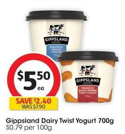 Gippsland - Dairy Twist Yogurt 700g offers at $5.5 in Coles