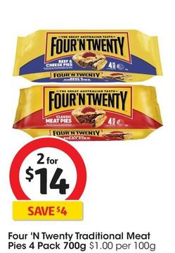 Four’n Twenty - Traditional Meat Pies 4 Pack 700g offers at $14 in Coles