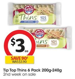 Tip Top - Thins 6 Pack 200g-240g offers at $3 in Coles