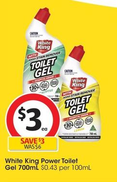 White King - Power Toilet Gel 700ml offers at $3 in Coles