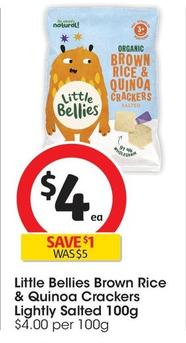 Little Bellies - Brown Rice & Quinoa Crackers Lightly Salted 100g offers at $4 in Coles