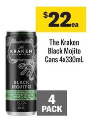 The Kraken - Black Mojito Cans 4x330mL offers at $22 in Coles