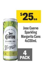 Jose Cuervo - Sparkling Margarita Cans 4x330mL offers at $25 in Coles