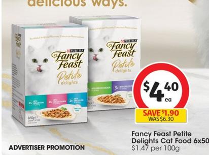 Fancy Feast - Petite Delights Cat Food 6x50g offers at $4.4 in Coles