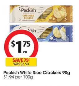 Peckish - White Rice Crackers 90g offers at $1.75 in Coles