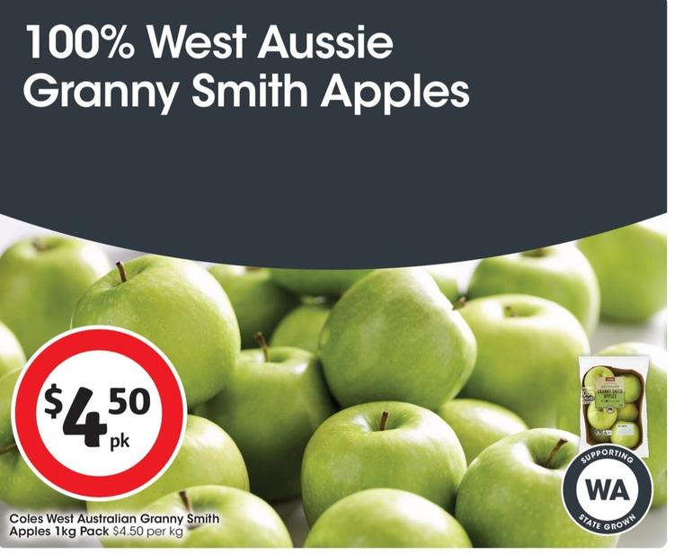Coles - West Australian Granny Smith Apples 1kg Pack offers at $4.5 in Coles