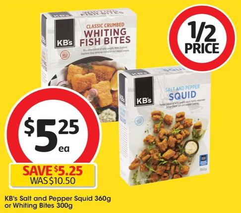 KB's - Salt and Pepper Squid 360g offers at $5.25 in Coles