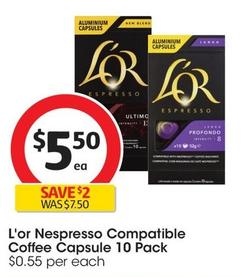 L’or - Nespresso Compatible Coffee Capsule 10 Pack offers at $5.5 in Coles
