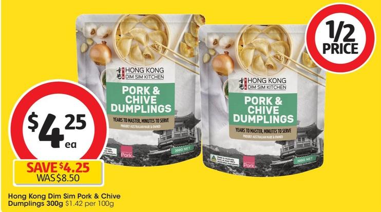 Hong Kong Dim Sim -  Pork & Chive Dumplings 300g  offers at $4.25 in Coles