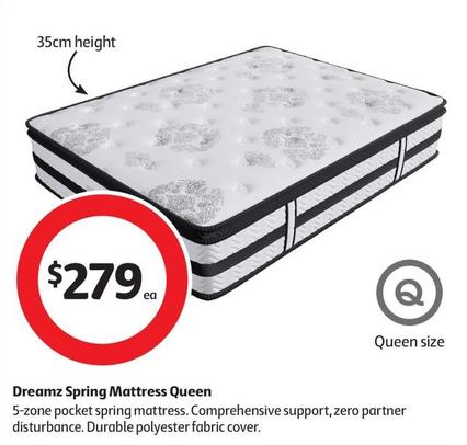 Dreamz - Spring Mattress Queen offers at $279 in Coles