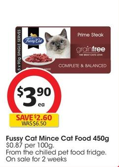Fussy Cat - Mince Cat Food 450g offers at $3.9 in Coles