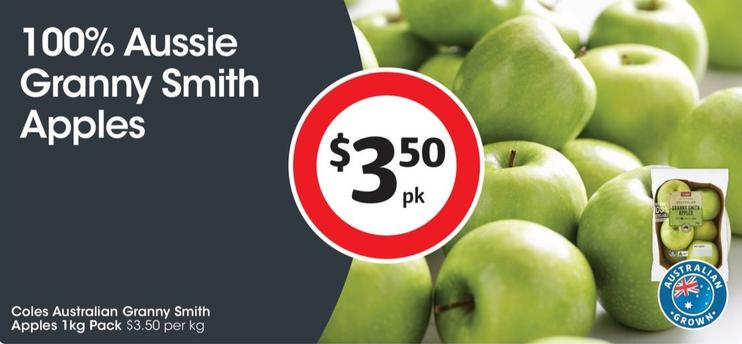 Coles - Australian Granny Smith Apples 1kg Pack offers at $3.5 in Coles