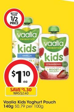 Vaalia - Kids Yoghurt Pouch 140g offers at $1.1 in Coles