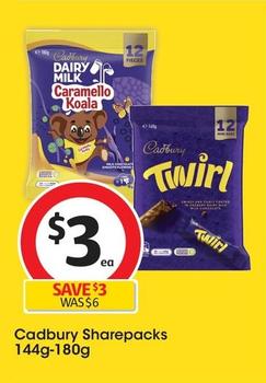 Cadbury - Sharepacks 144g-180g offers at $3 in Coles