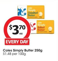 Coles - Simply Butter 250g offers at $3.7 in Coles