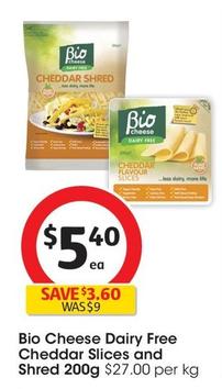 Bio Cheese - Dairy Free Cheddar Slices And Shred 200g offers at $5.4 in Coles