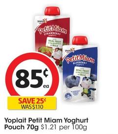 Yoplait - Petit Miam Yoghurt Pouch 70g offers at $0.85 in Coles