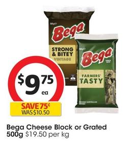 Bega - Cheese Block 500g offers at $9.75 in Coles