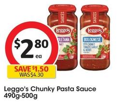 Leggo's - Chunky Pasta Sauce 490g-500g offers at $2.8 in Coles
