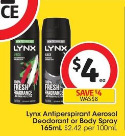 Lynx - Antiperspirant Aerosol Deodorant 165ml offers at $4 in Coles
