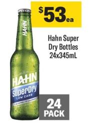 Hahn - Super Dry Bottles 24x345mL offers at $53 in Coles