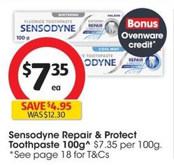 Sensodyne - Repair & Protect Toothpaste 100g offers at $7.35 in Coles