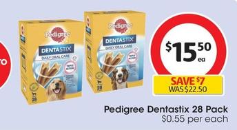 Pedigree - Dentastix 28 Pack offers at $15.5 in Coles