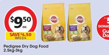Pedigree - Dry Dog Food 2.5kg-3kg offers at $9.5 in Coles