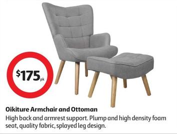 Oikiture - Armchair and Ottoman offers at $175 in Coles