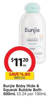 Bunjie - Baby Hide & Squeak Bubble Bath 500ml offers at $11.2 in Coles
