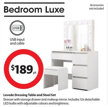 Levede Dressing Table and Stool Set offers at $189 in Coles