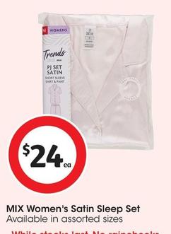Mix Women's - Satin Sleep Set offers at $24 in Coles