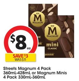 Streets - Magnum 4 Pack 360mL-428mL offers at $8 in Coles