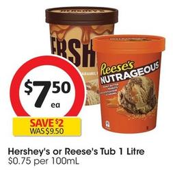Hershey's - 1 Litre offers at $7.5 in Coles