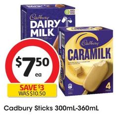 Cadbury - Sticks 300mL-360mL offers at $7.5 in Coles