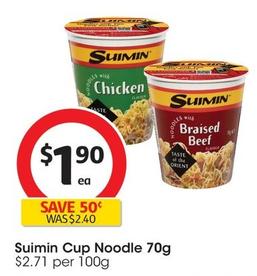 Suimin - Cup Noodle 70g offers at $1.9 in Coles