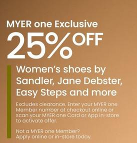 25% off Women’s Shoes by Sandler, Jane Debster, Easy Steps and More offers in Myer