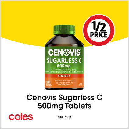 Cenovis Sugarless C 500mg Tablets  offers at $9.25 in Coles