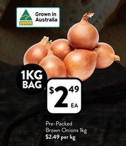 Pre-Packed Brown Onions 1kg offers at $2.49 in Foodworks