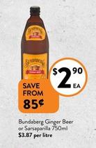 Bundaberg - Ginger Beer Or Sarsaparilla 750ml offers at $2.9 in Foodworks