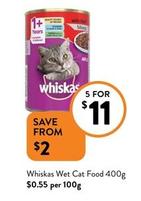 Whiskas - Wet Cat Food 400g offers at $11 in Foodworks
