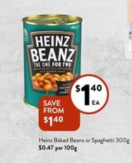 Heinz - Baked Beans Or Spaghetti 300g offers at $1.4 in Foodworks