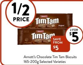 Arnott's - Chocolate Tim Tam Biscuits 165-200g Selected Varieties offers at $5 in Foodworks
