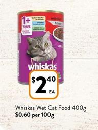 Whiskas - Wet Cat Food 400g offers at $2.4 in Foodworks